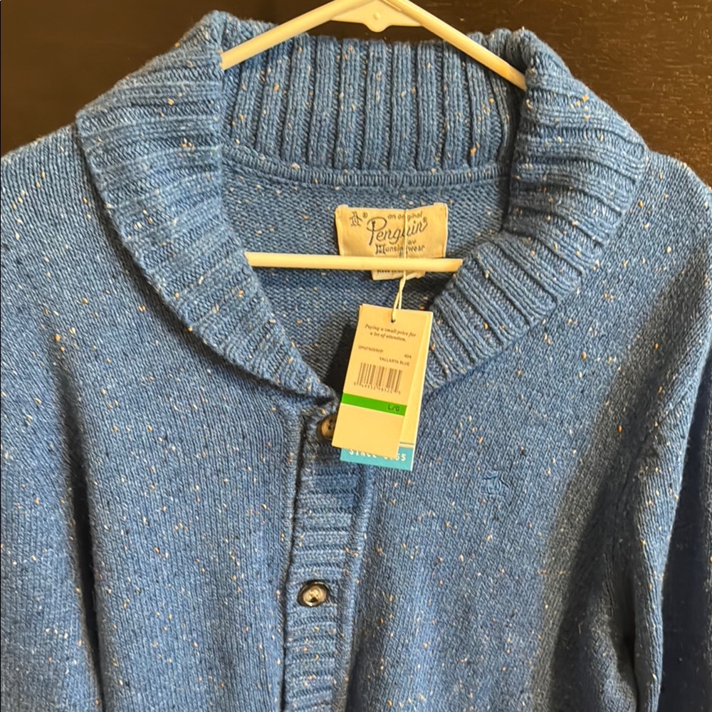 Original Penguin Speckled Blue Knit Cardigan